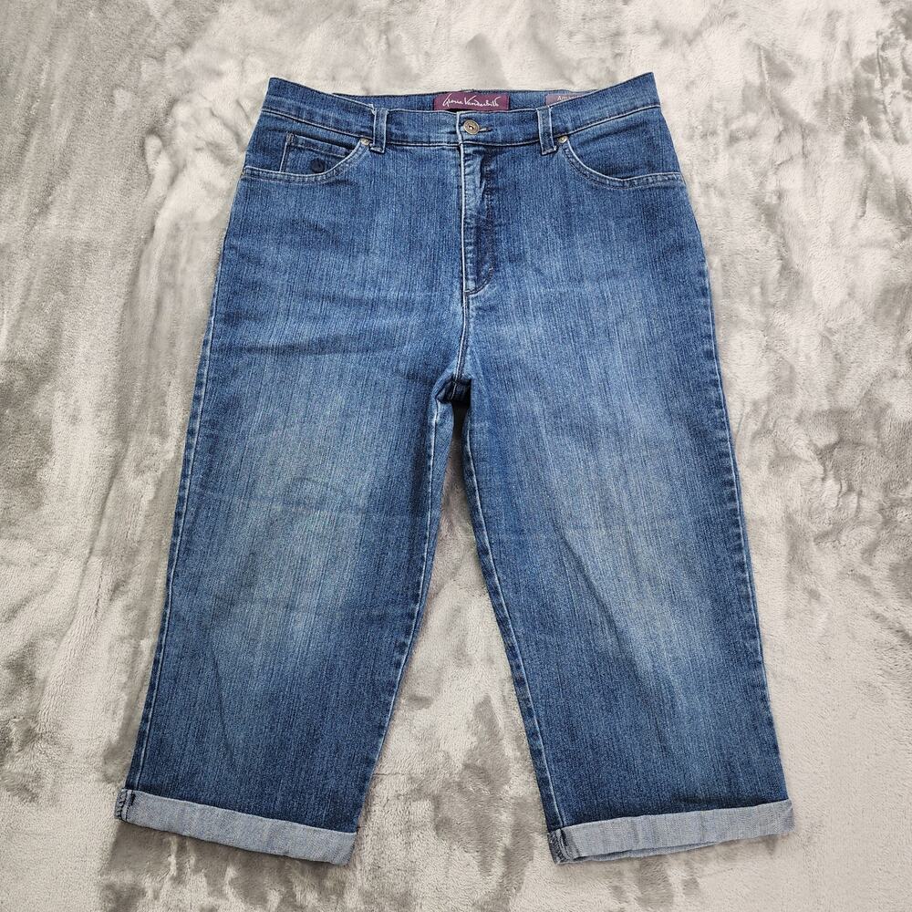 Gloria Vanderbilt Jeans Womens 14 Blue Amanda Capri High Rise Cuffed Stretch